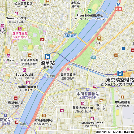 浅草周辺の観光地図