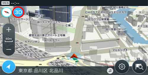 地図を3Dモードで表示する。