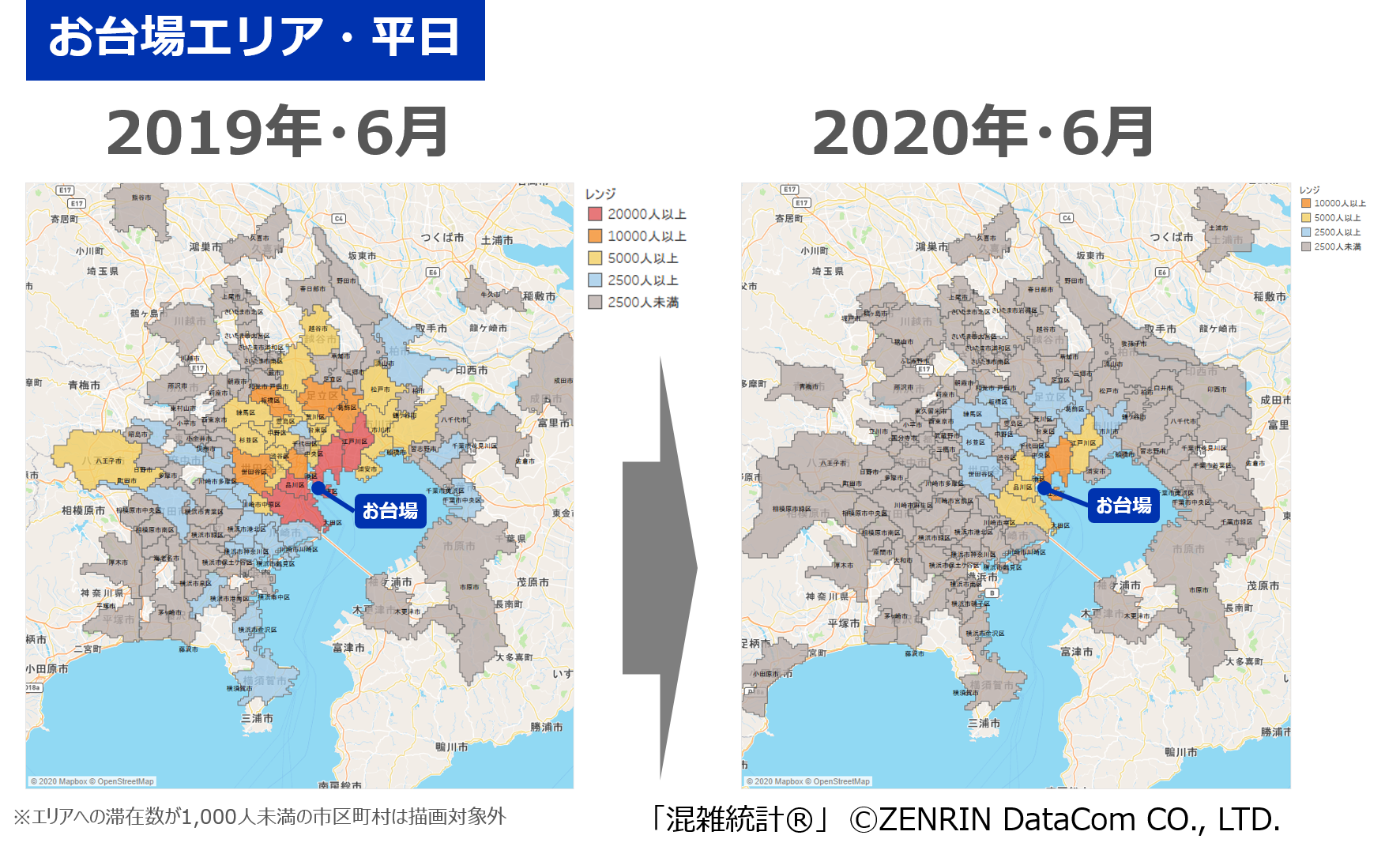 居住地分布の比較(お台場)
