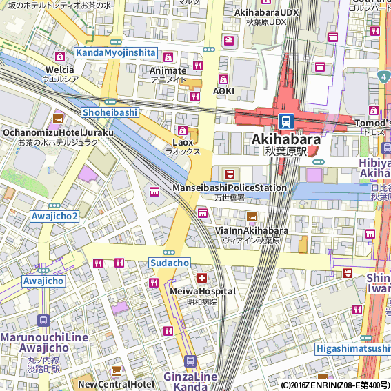 秋葉原周辺の観光地図