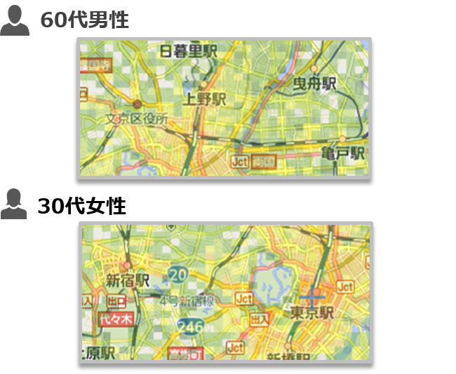 各性年代ごとのメッシュ別滞在者数